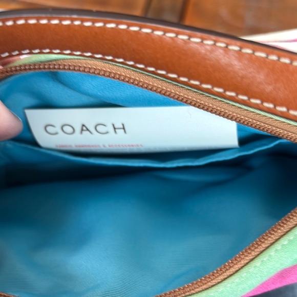 Coach Pink and Orange Shoulder Bag with Vibrant Stripes - Picture 7 of 8